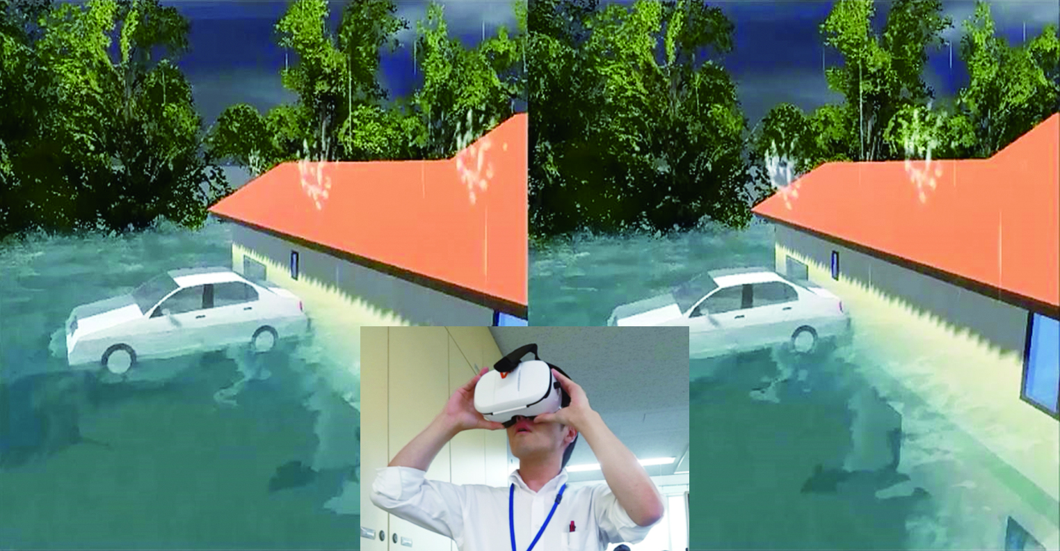 Observation of flood event using virtual reality (VR)