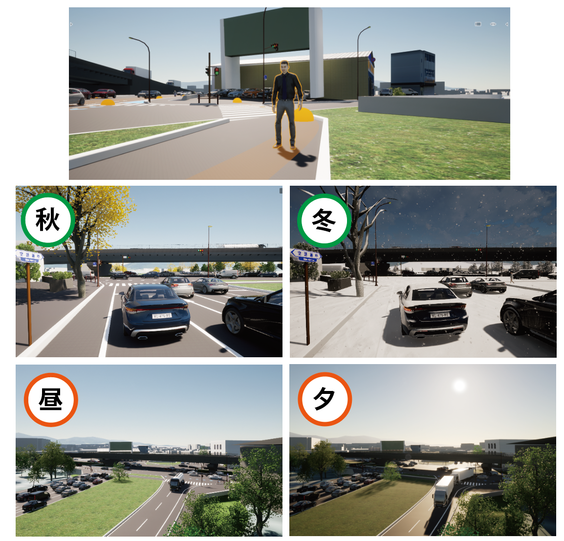 計測範囲枠設定(左)および水面境界検出(右)のイメージ