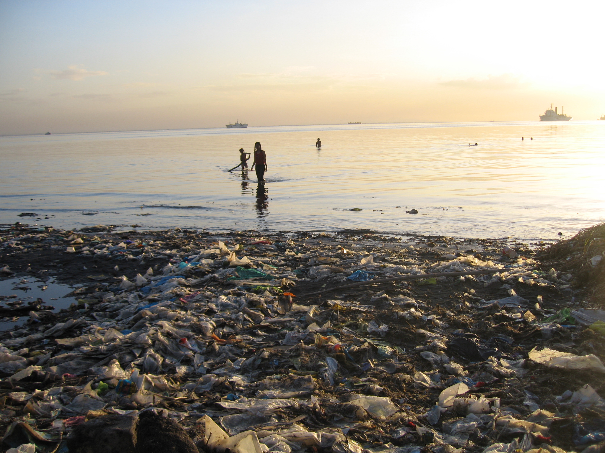 大量のプラスチックごみが打ち寄せた海岸（フィリピン）